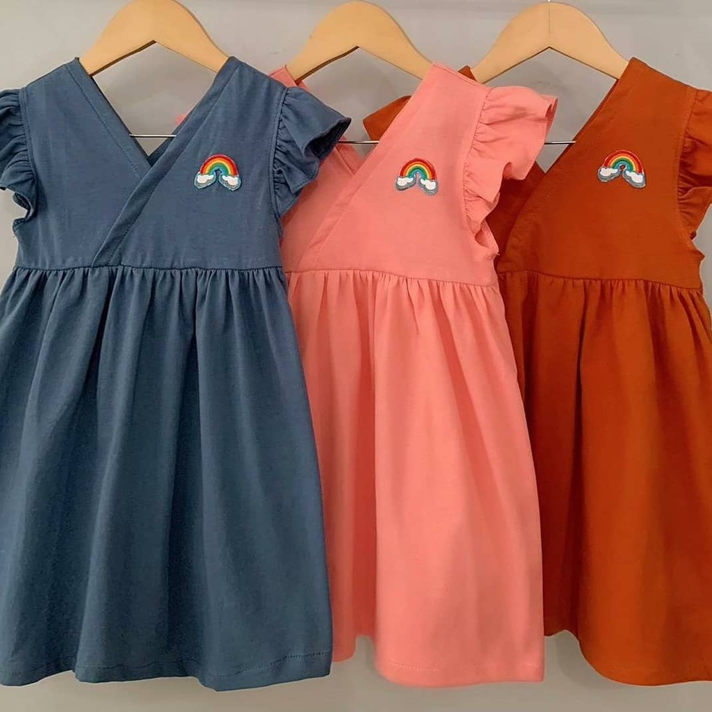 Rainbow Dress/Dress anak/Dress Katun Anak Polos