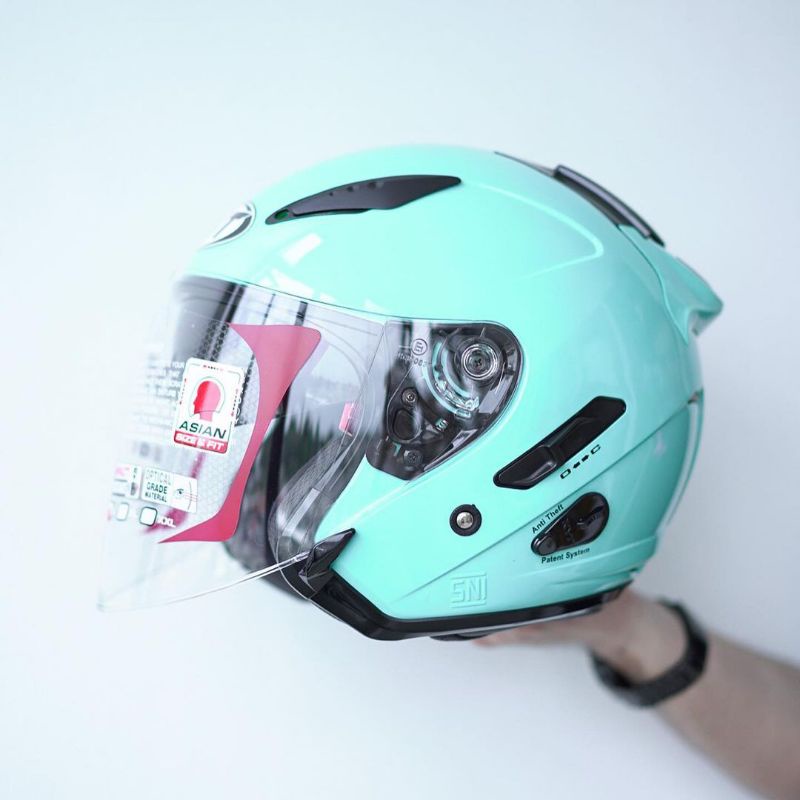Helm KYT GALAXY Flat R BLACK DOFF & Motif Corak-Aqua blue