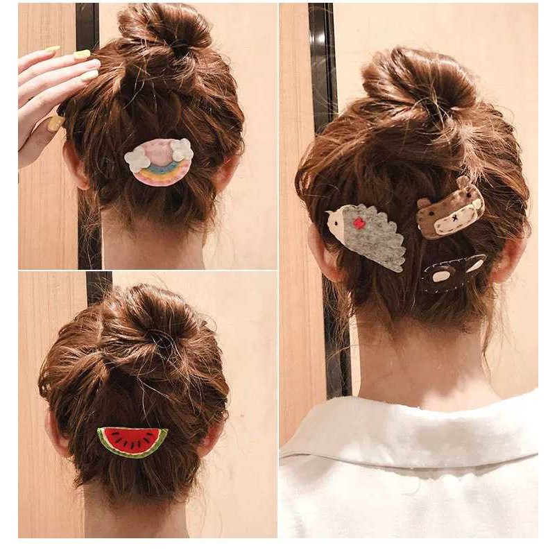 ACC145 Jepit Rambut Anak Kain Motif Karakter Korea Hairpin Handmade Aksesoris Rambut Wanita S1249