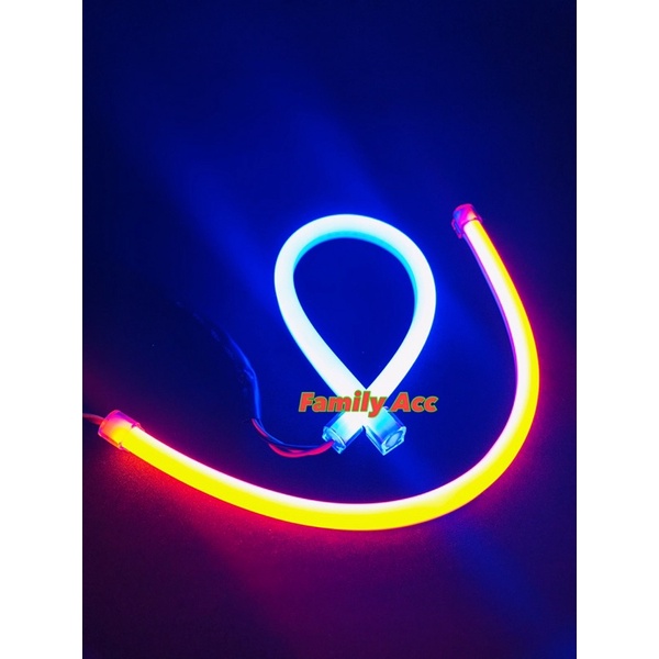 Lampu Alis DRL Flexibel 30 cm Welcome Light 2 Warna Blue/Yellow Untuk Motor dan Mobil Universal