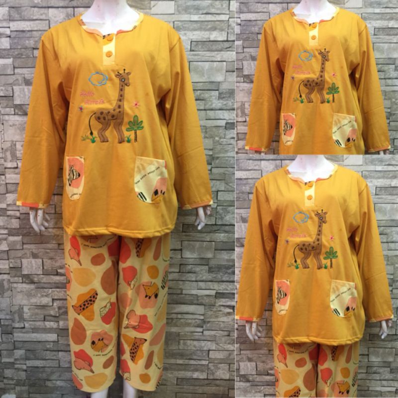 JUMBO PP DAILILAN | BAJU TIDUR | PIYAMA | COD-Jerapah Kuning
