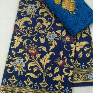 Ht kain batik  dan embos prada keemasan murah motif bunga  