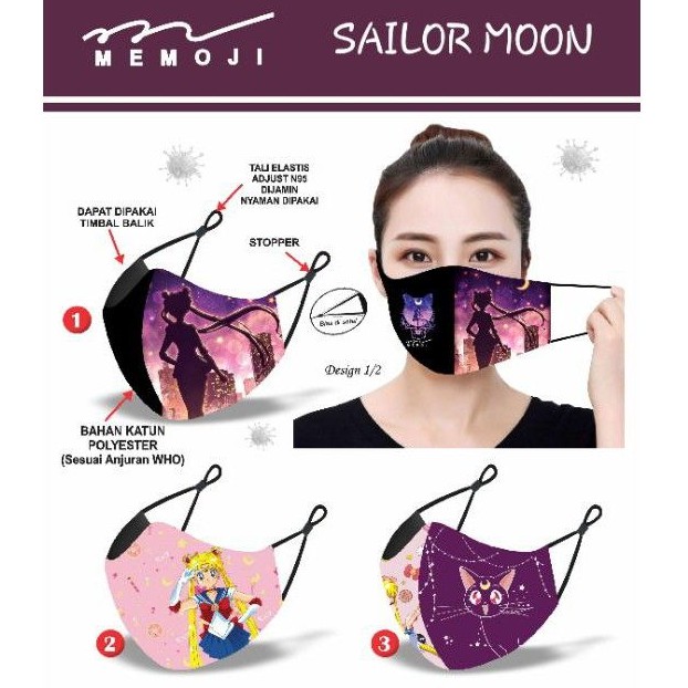 Fashion Twin Masker Anime Wanita Dewasa SAILOR MOON