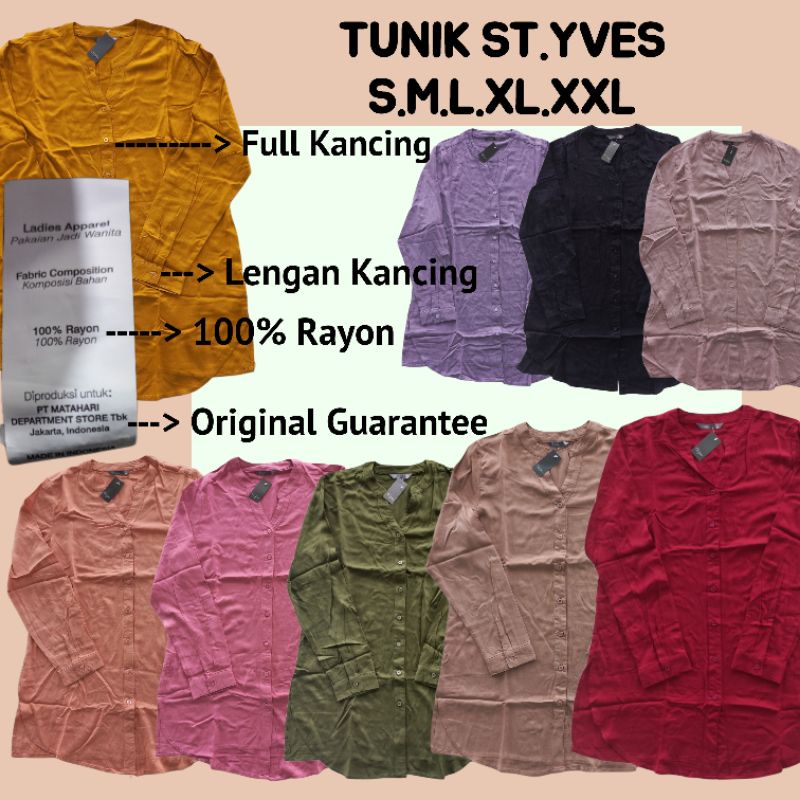 Blouse Tunik Full Kancing St.yves Kemeja Tunik St.yves Atasan Wanita Branded Matahari Mall