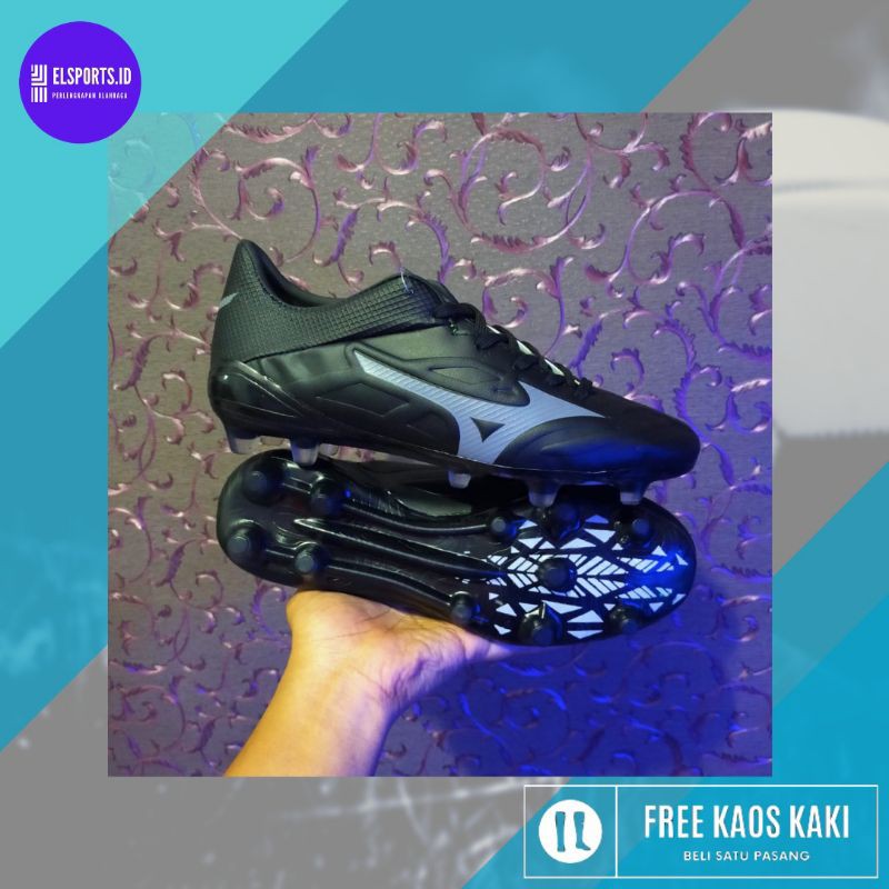 Sepatu Bola Mizuno Rebula Black Terbaru 2021 Bonus Kaos Kaki