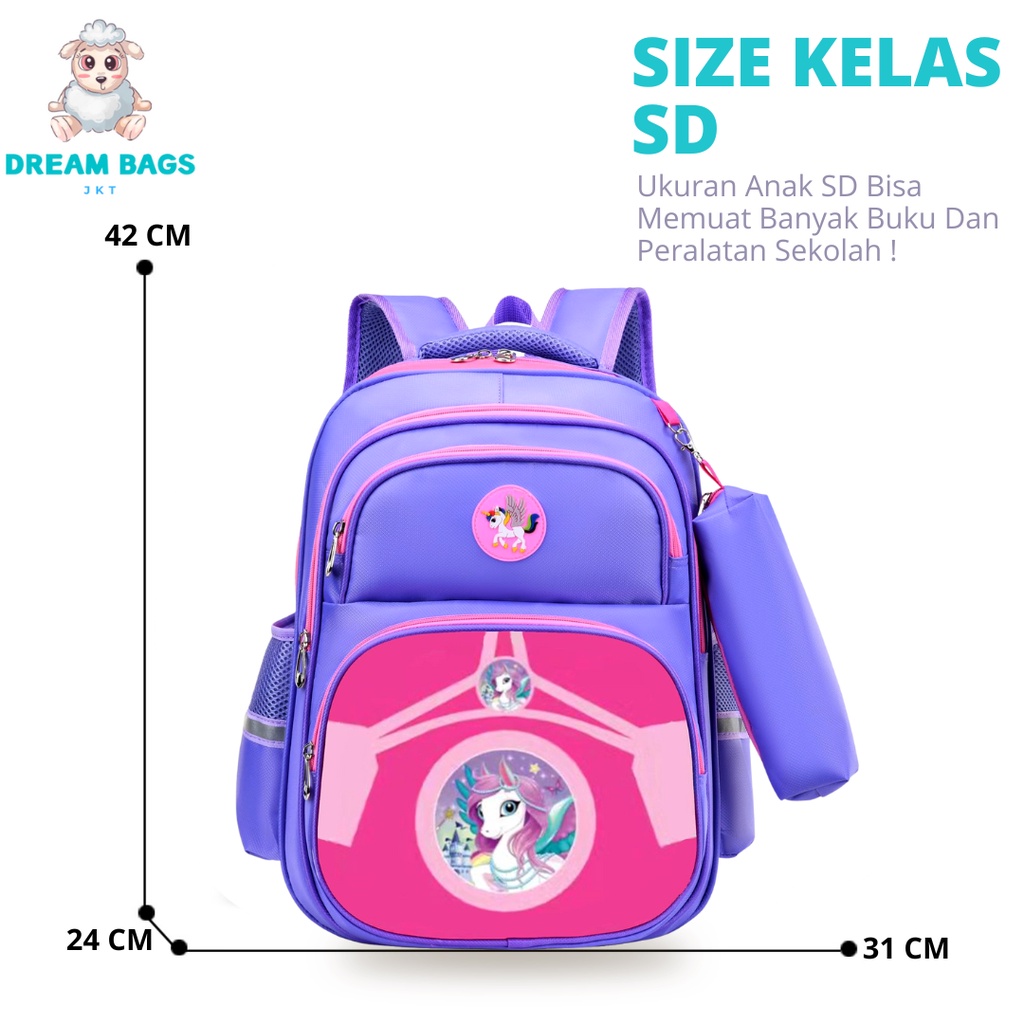 Ransel Anak Perempuan Import DB-631 Tas Anak SD Perempuan