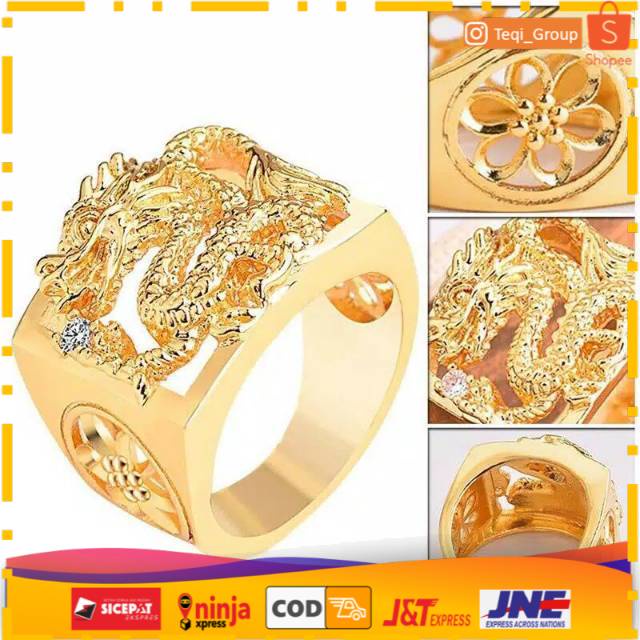 CINCIN NAGA EMAS PLATED 3D | CINCIN PRIA EMAS NAGA VINTAGE TQR-C.8A
