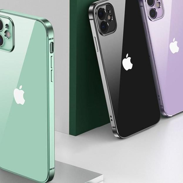 Case iPhone 11 Pro Max Clear Square Edge Case Luxury Plating - iPhone 11, Gold