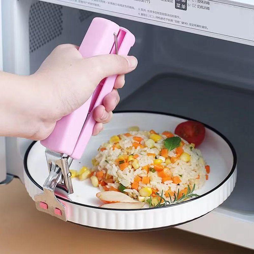 [Elegan] Klip Anti Panas Non-slip Stainless Steel Gadget Dapur Piring Pad Mangkuk Remover