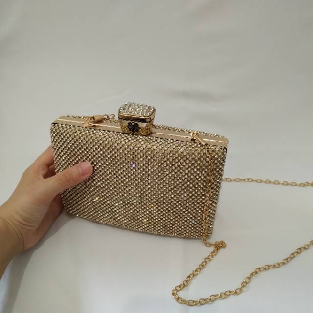 Tas pesta clutch mewah gold