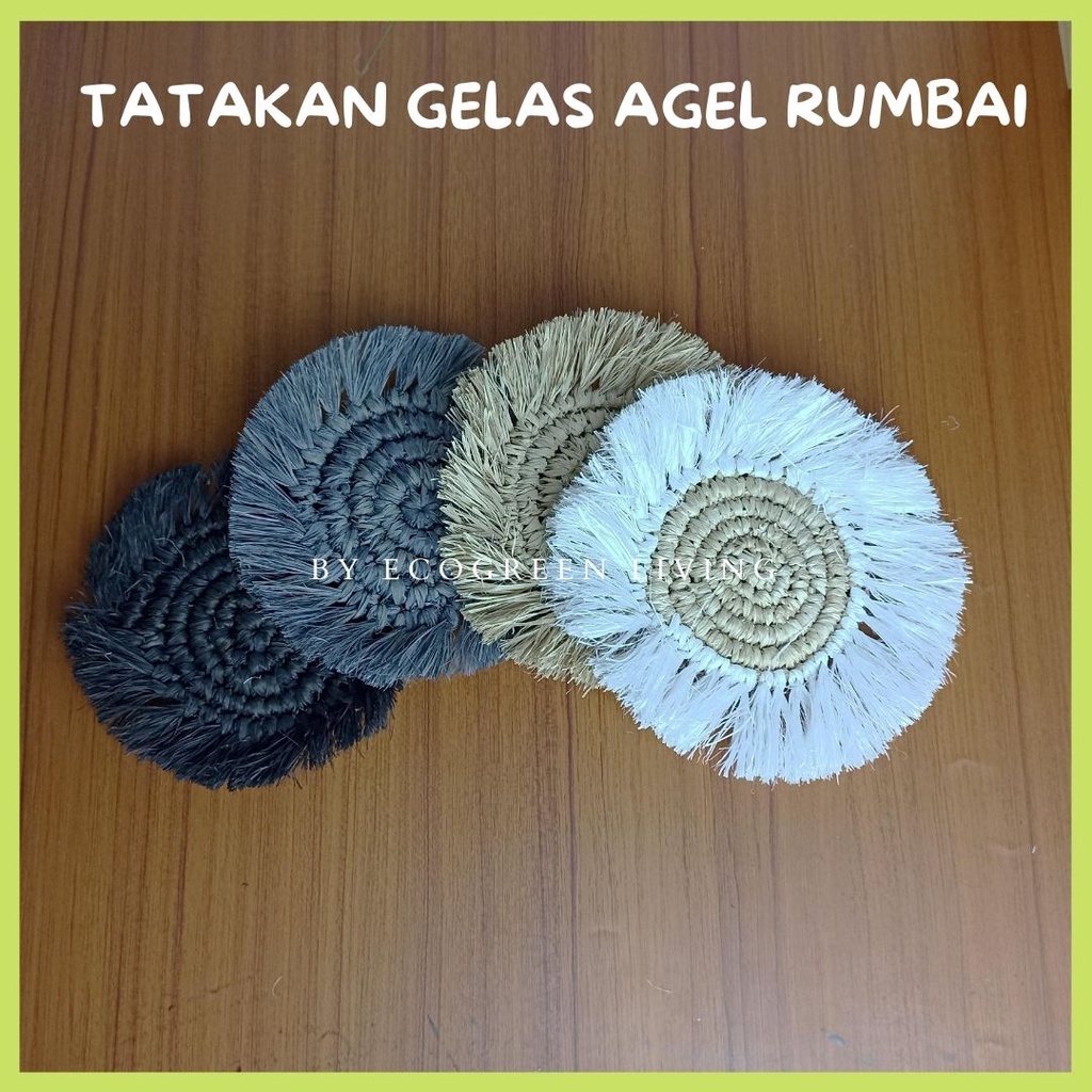 COASTER / TATAKAN GELAS AGEL RUMBAI WARNA WARNI DIAMETER 15 CM