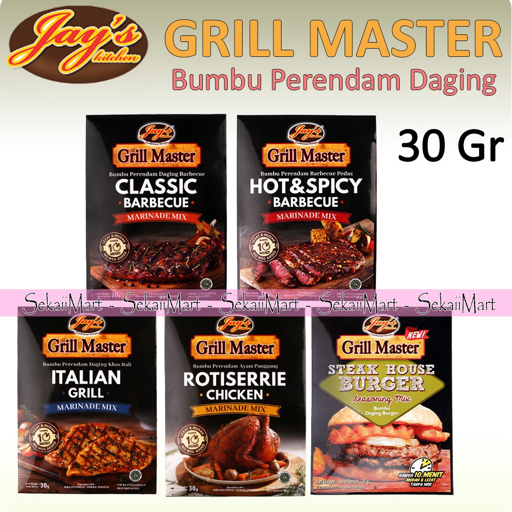 

JAY'S Grill Master All Variant - JAYS KITCHEN Bumbu Marinasi Perendam Daging Semua Rasa