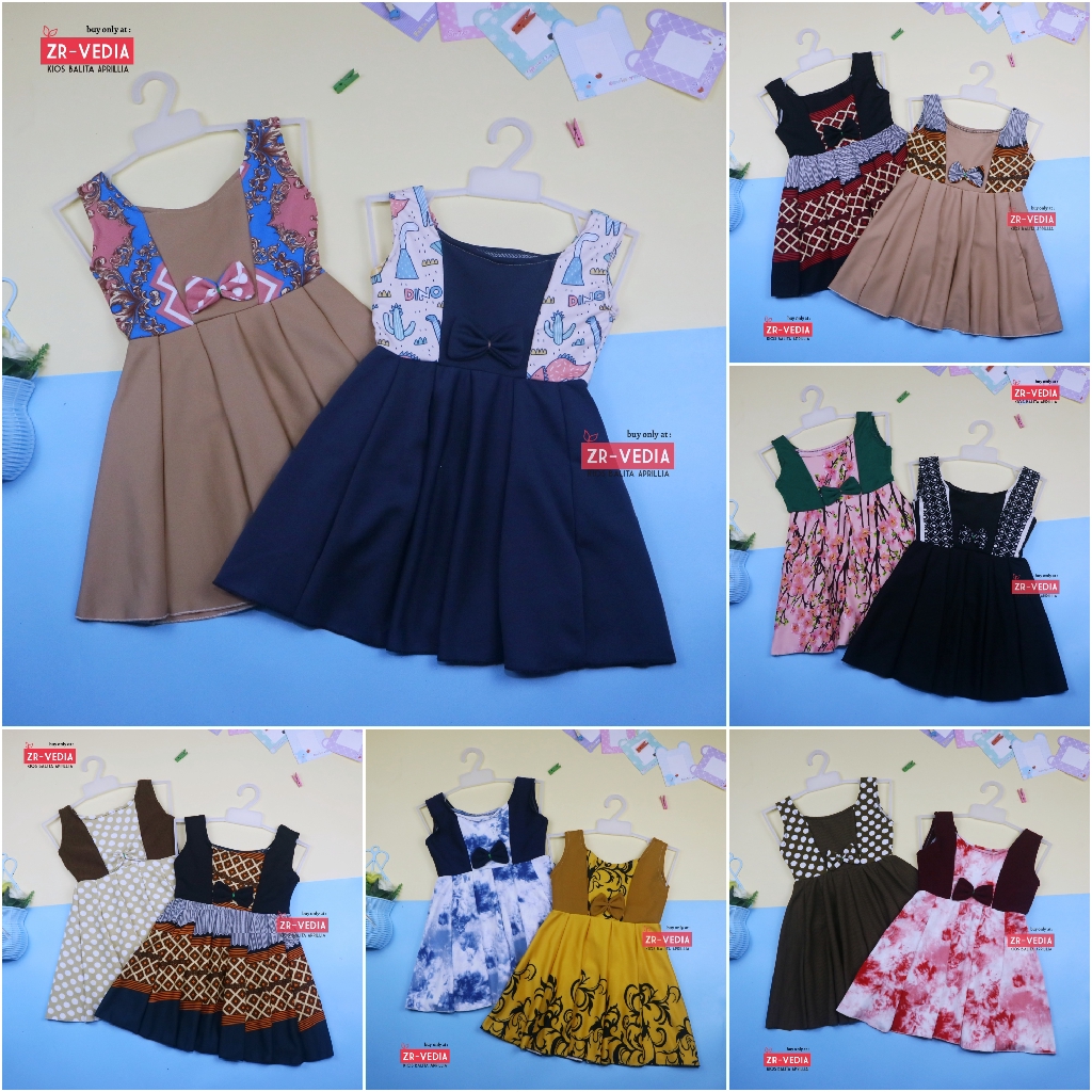 Dress Clairine uk 4-5 Tahun / Baju Anak Perempuan Model Dres Cewek Adem Batik Pakaian Motif Gaun