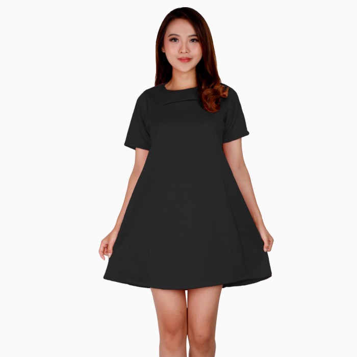 Mini Dress sexy Lengan pendek korea model terbaru - lollyshop Nesta - Hitam, L