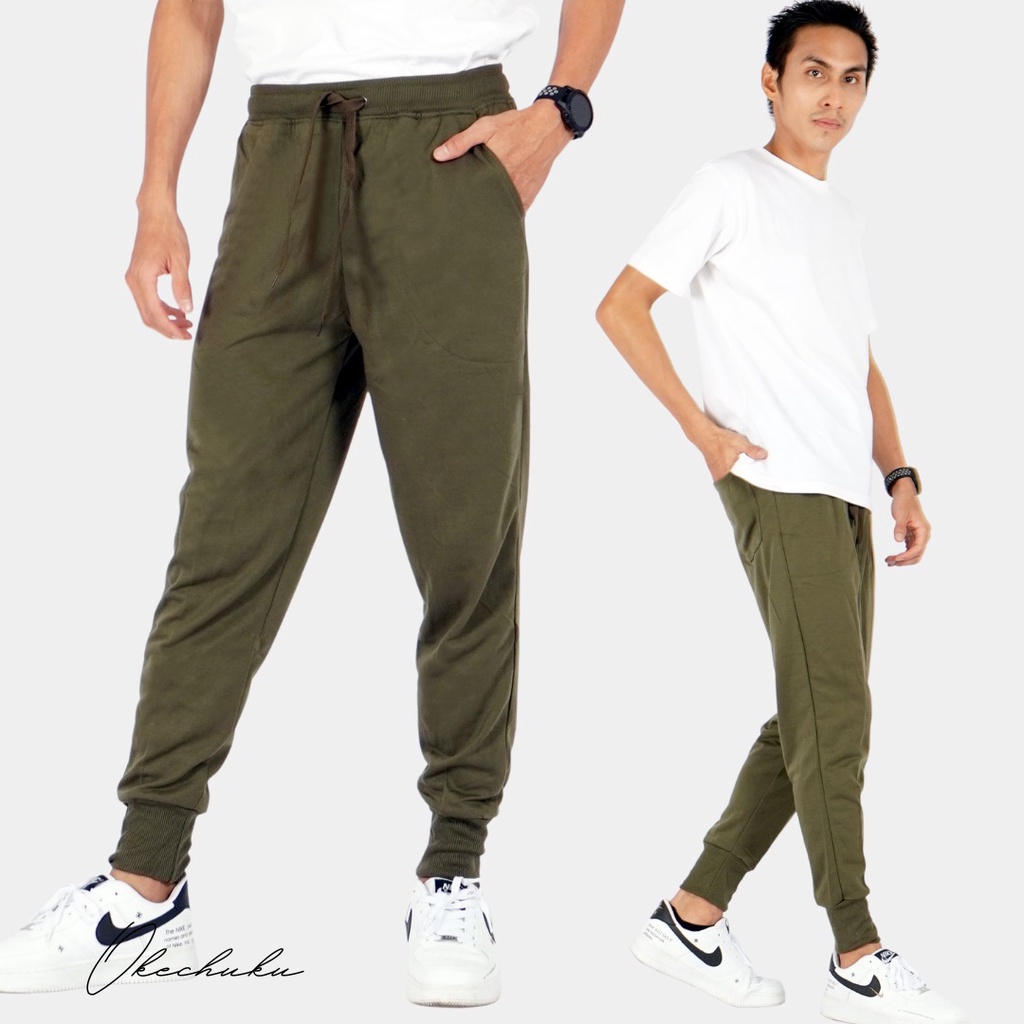OKECHUKU Brooklyn Celana Panjang Pria Polos Basic Jogger Pant / Joger Pants-Hijau