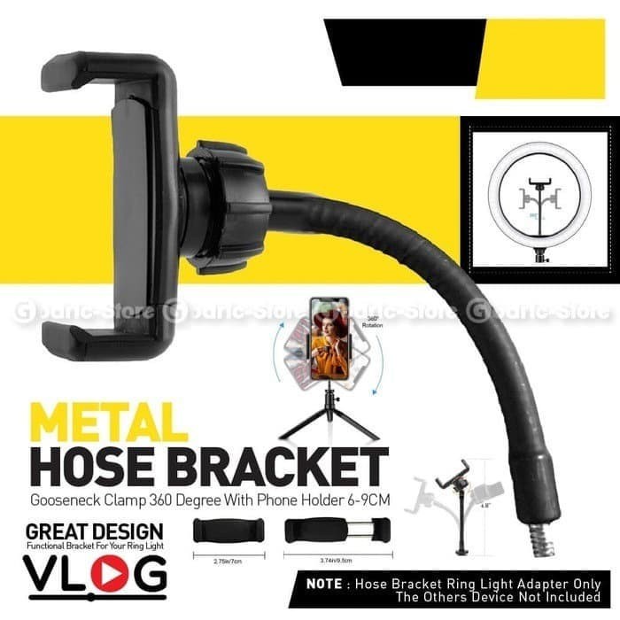 H-003 Holder U Smartphone Ringlight Ring light Tempat Hp Gooseneck 360