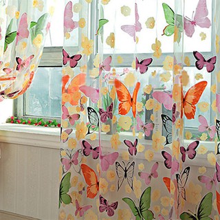 Sheer kupu kupu Voile Gorden Divider Jendela Curtain Drape Sheer kupu kupu Voile Gorden Divider Jendela Curtain Drape