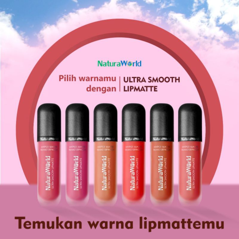 Lipstik Natura World Lipmatte Hypermatte Transferproof Naturaworld Lipstick Long lasting Tahan Lama