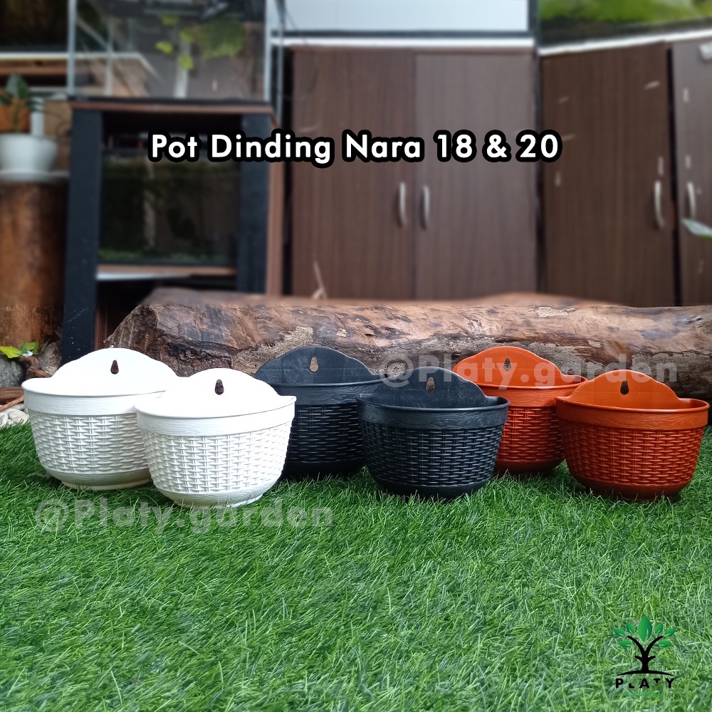 Pot Nara 18 &amp; 20 Tempel Dinding Motif Rotan | Pot Dinding