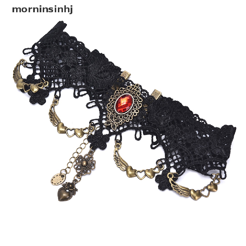 Mornin Kalung Choker Vintage Gothic Bahan Alloy Hias Kristal Untuk Wanita