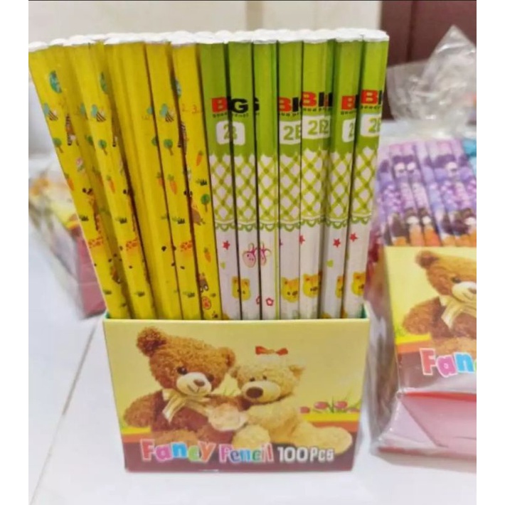 

pensil kayu 2B fancy 1 pack isi 100 pcs