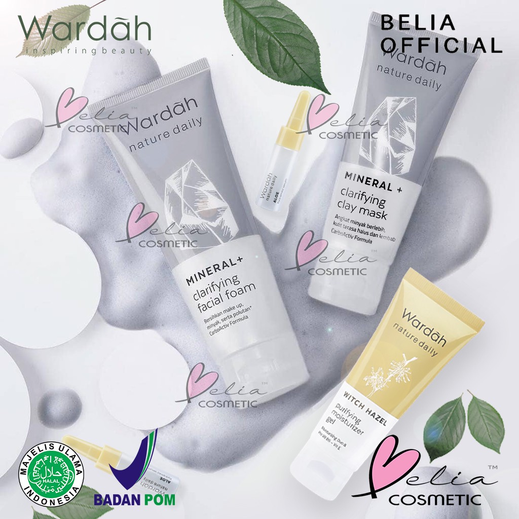 ❤ BELIA ❤ WARDAH Nature Daily Witch Hazel Purifying MoistGel 40ml | Mineral+ Facial Foam Clay Mask