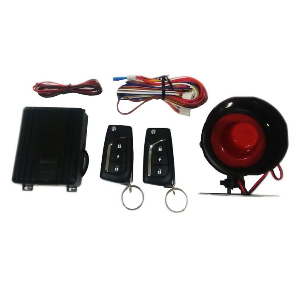 KUNCI MOBIL/ ALARM MOBIL DENGAN 2 REMOTE DAN KABEL, SIREN SET ORIGINAL KD361B