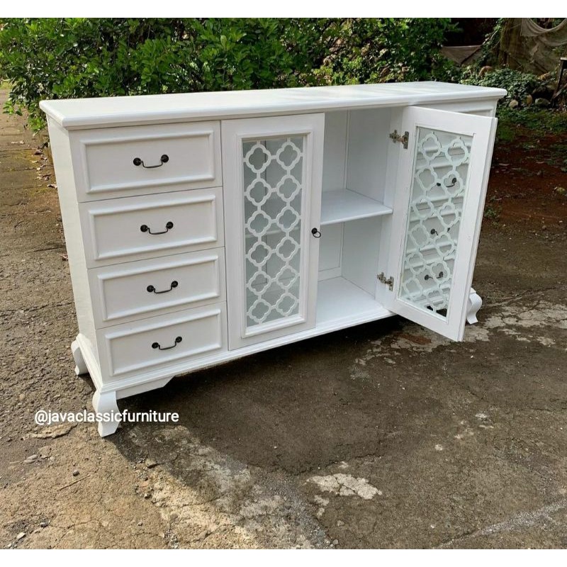 BUFET TV SCANDINAVIA RETRO MEJA TV DUCO MINIMALIS LACI BAHAN KAYU MAHONI-2