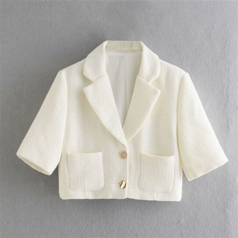 White Button Tweed Blazer