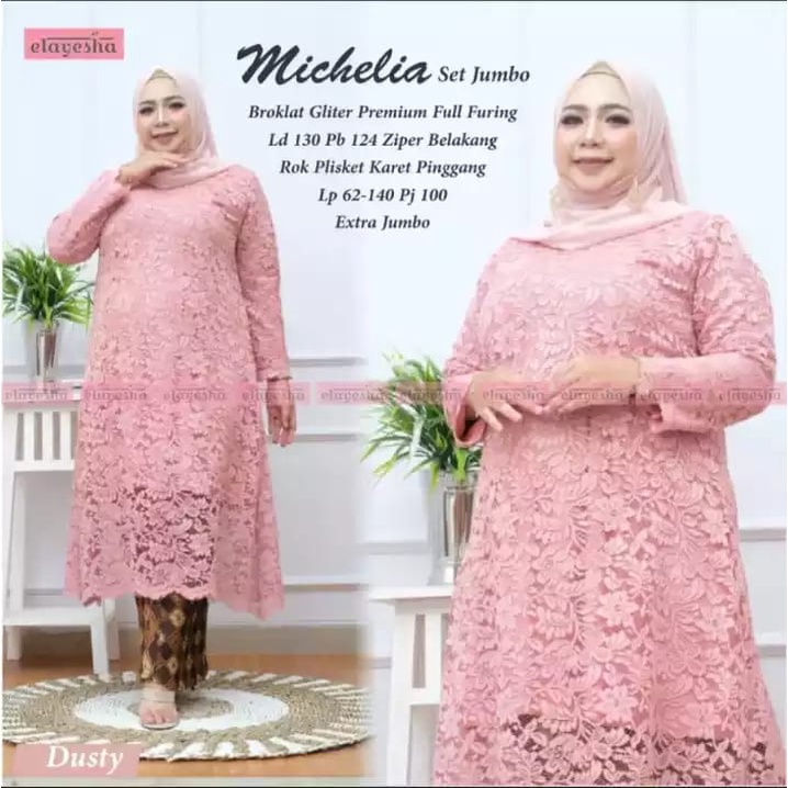 atasan tunik brukat kebaya JUMBO TERBARU/kebaya brokat modern/kebaya pesta kondangan Pink