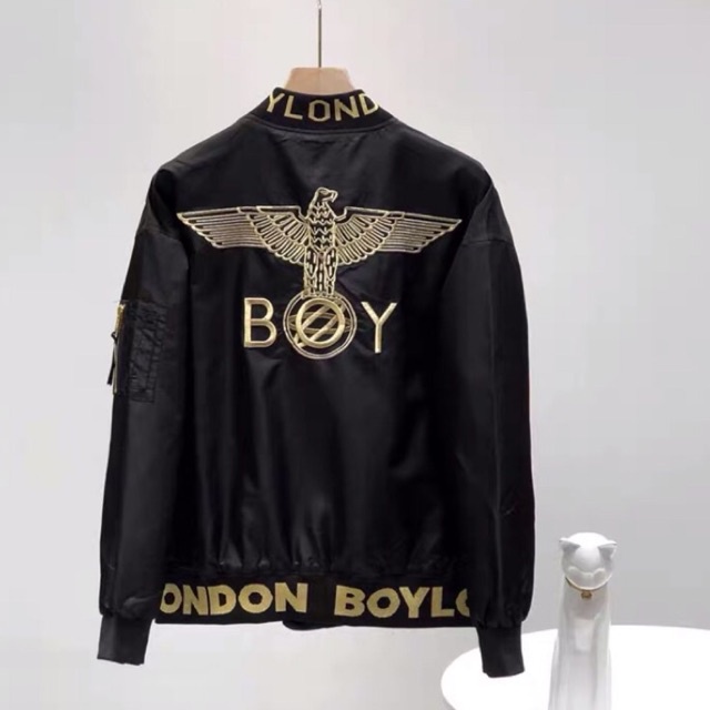 BOY57 SWEATER BOMBER BOY LONDON PRIA WANITA ASIA EROPA FULL WINGS BORDIR GOLD