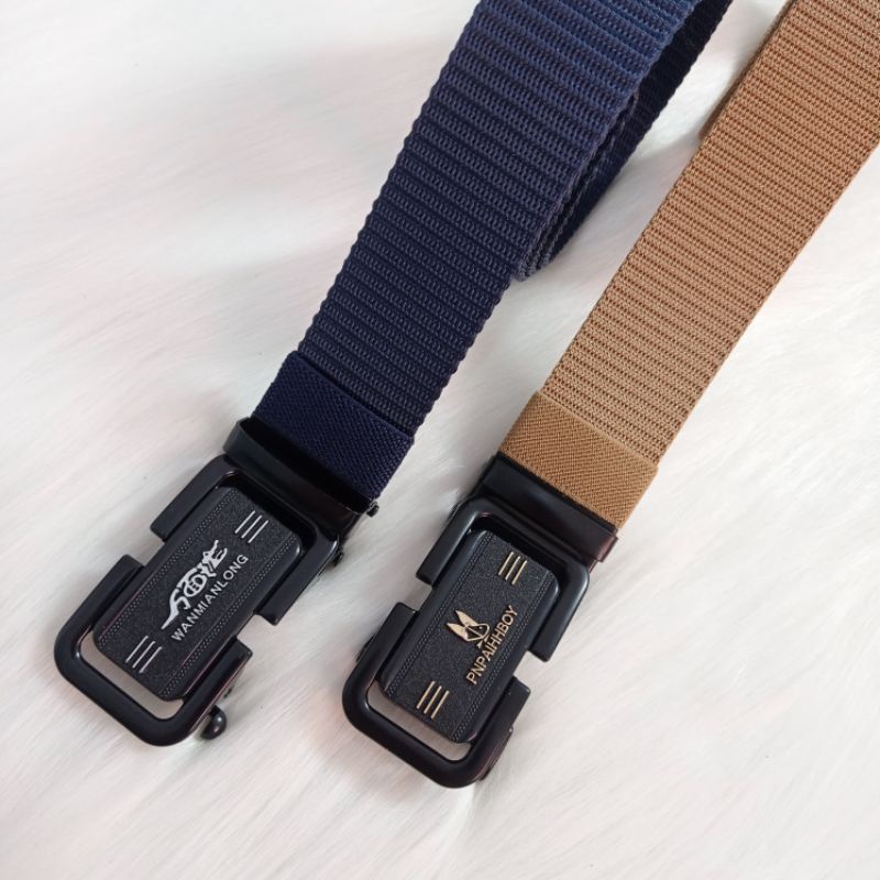 Ikat Pinggang import Pria Canvas Nylon Belt Nylon Canvas Sabuk Pria Nylon Kepala Logam Besi -046