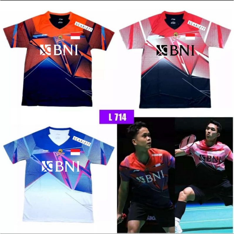 Jersey badminton Lining L714 Import Grade Original lengkap dengan sablon sponsor