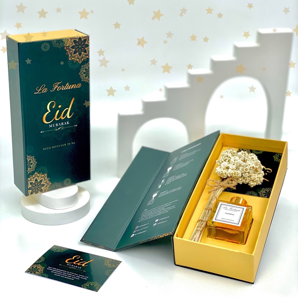 EID MUBARAK EDITION HAMPERS LEBARAN - LA FORTUNA REED DIFFUSER 50ml HAMPERS | HAMPERS LEBARAN | BINGKISAN LEBARAN | PEWANGI PENGHARUM RUANGAN | AROMATHERAPY