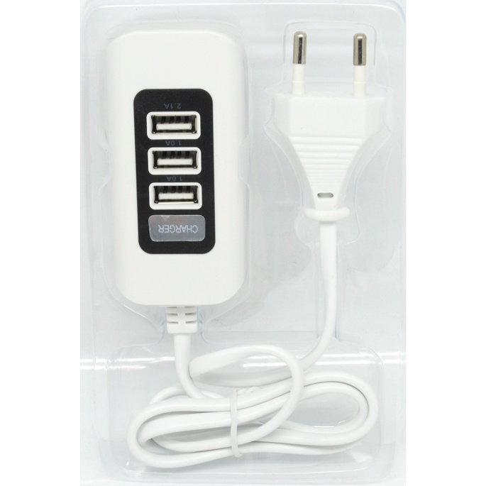 USB Charger Hub 3 Port 5V 2.1A EU plug  C1 - White Black