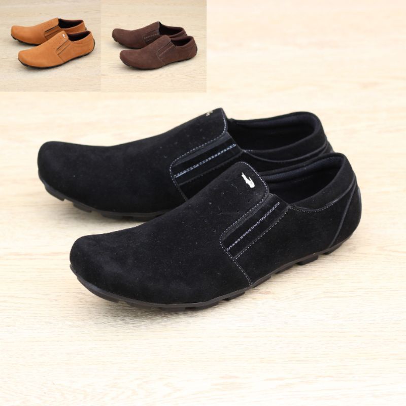 KICK TONE 01 BLACK SLIP ON PRIA KASUAL BS157 BS158 BS159 BS160 BS161 BS16 Slip On Pria Hitam