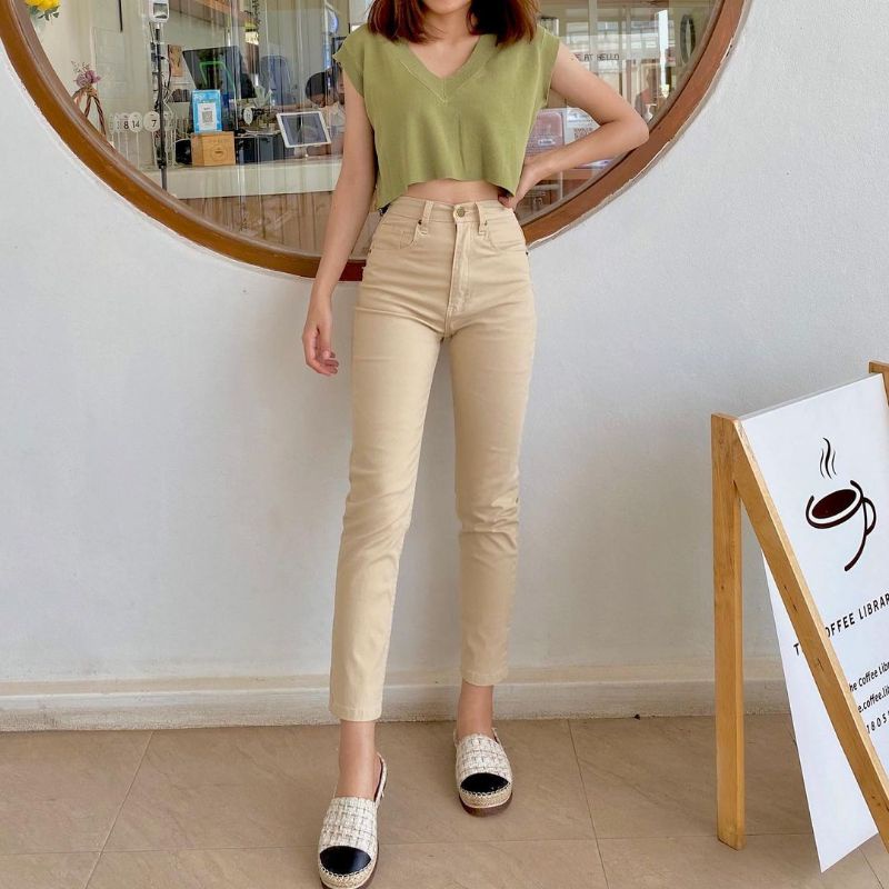 (27-34) CREAM BOYFRIEND JEANS / KHAKI BOYFRIEND JEANS / LATTE BOYFRIEND JEANS BASIC BOYFRIEND JEANS / BOYFRIEND JEANS WANITA CEWEK