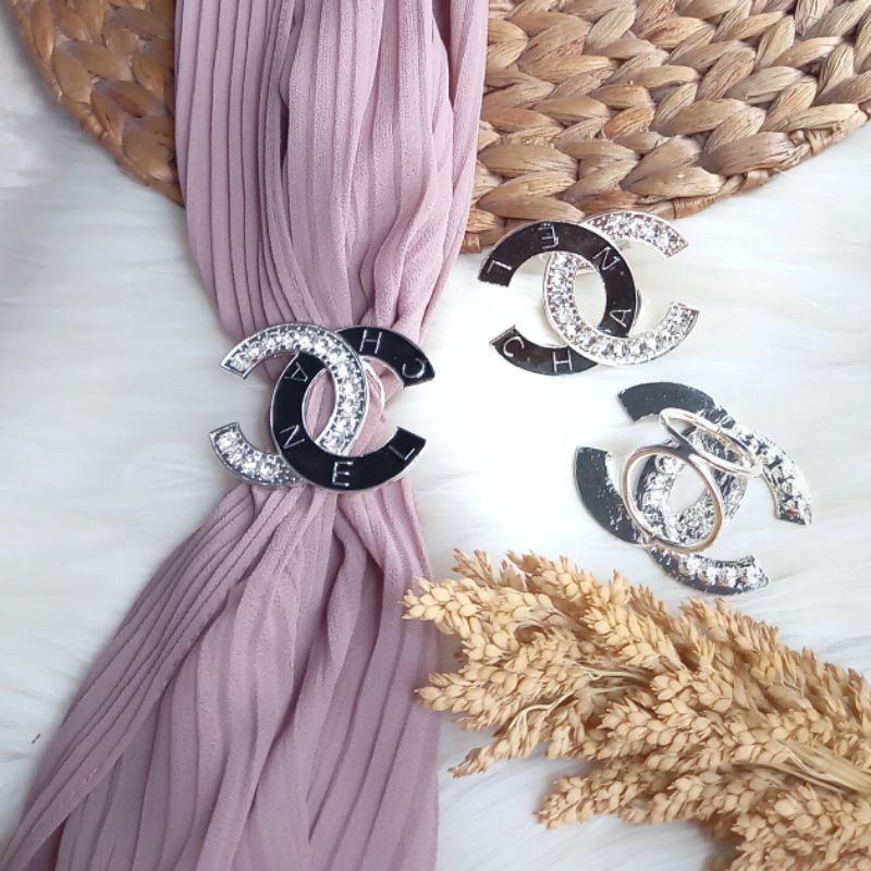Athar shop COD Ring hijab import permata zirconia ring jilbab ring kerudung/kolong jilbab