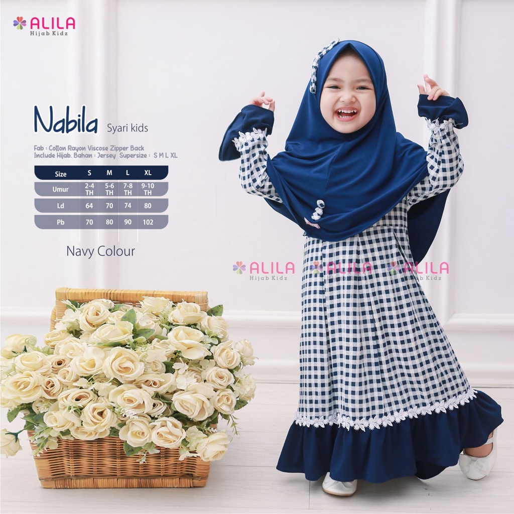 [KIDS] Nabila Syari Kids #1 by Alila - Gamis Anak dan Jilbab - Gamis Anak Perempuan - Baju Muslim An