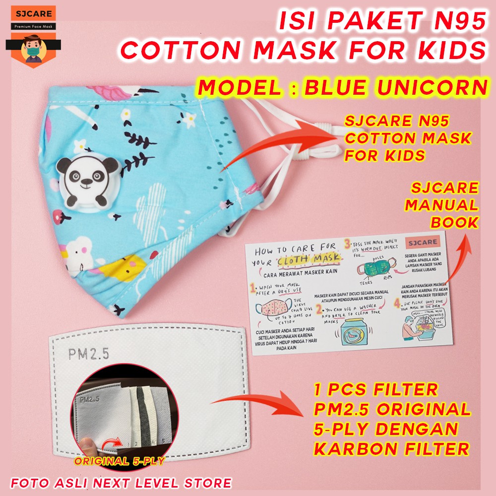 N95 Kids Cotton Mask SJCare Masker Anak Katup FREE FILTER PM 2.5 - SJCARE - MOTIF PILIH DI VARIASI