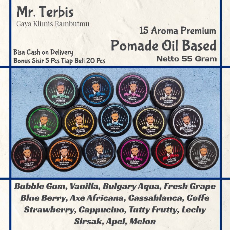 POMADE OIL BASED GROSIR MIN ORDER 20 PCS FREE SISIR 5 PCS POMADE MR TREBIS