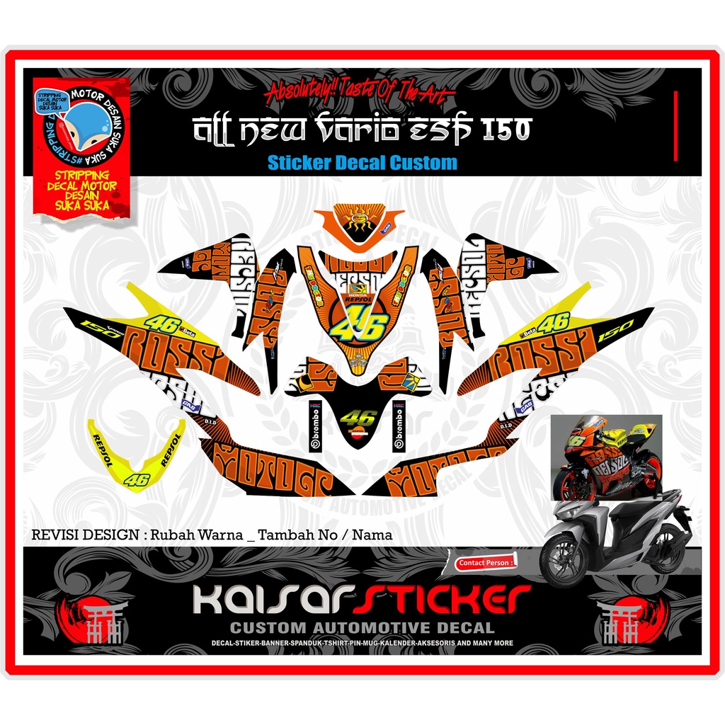 Sticker Striping Motor Full Body Vario New 2019 - Stiker Decal New Vario 125-150 Repsol Rossi