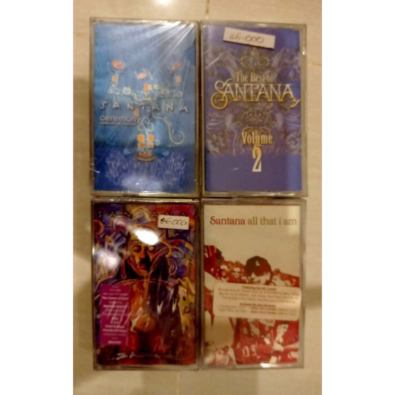 kaset pita ori segel paket 4 Album SANTANA : KONDISI SEGEL, kecuali item no 1 kondisi segel koyak