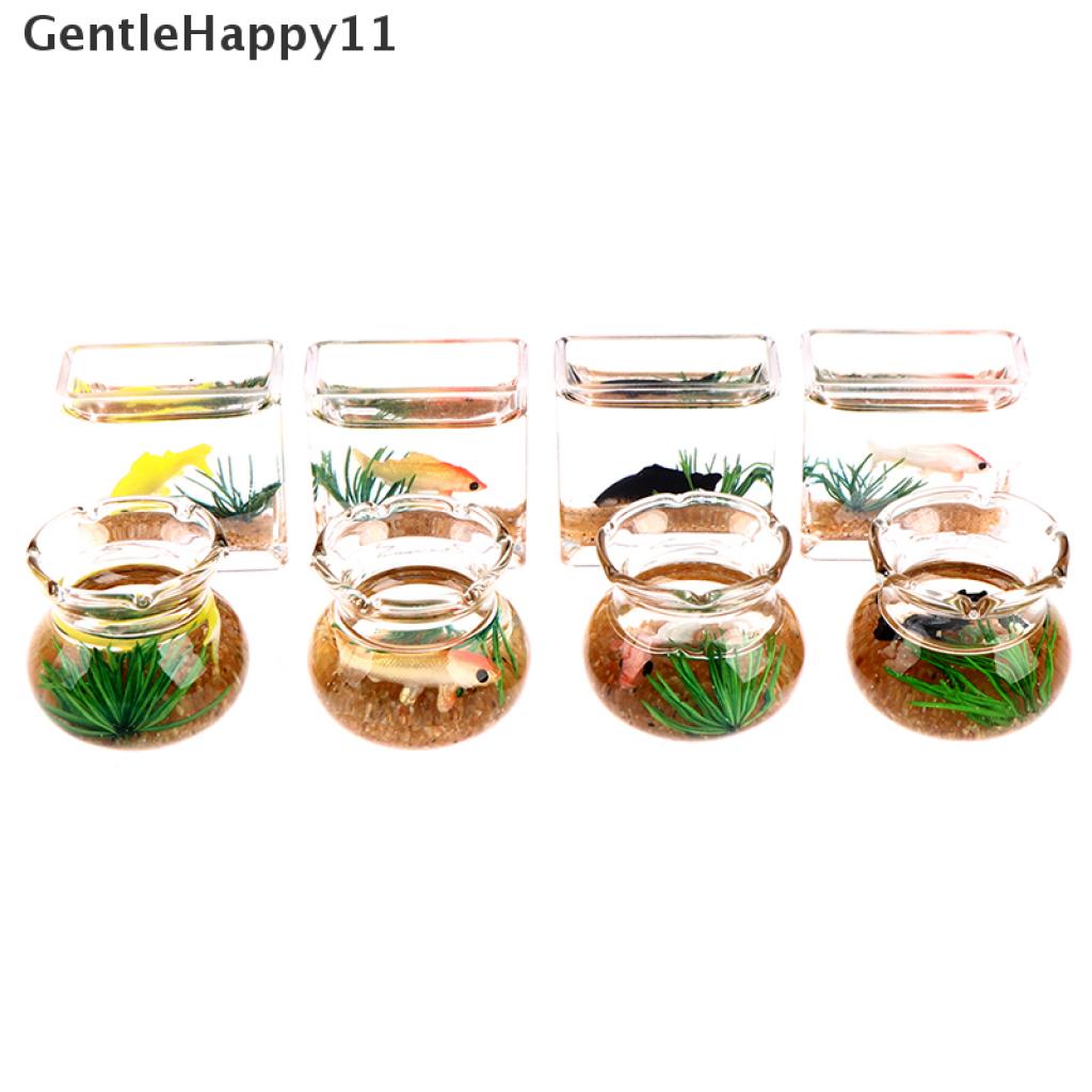 Gentlehappy Rumah Boneka Miniatur Kaca Fish Tank Bowl Aquarium Rumah Boneka Mainan Ornamen Rumah