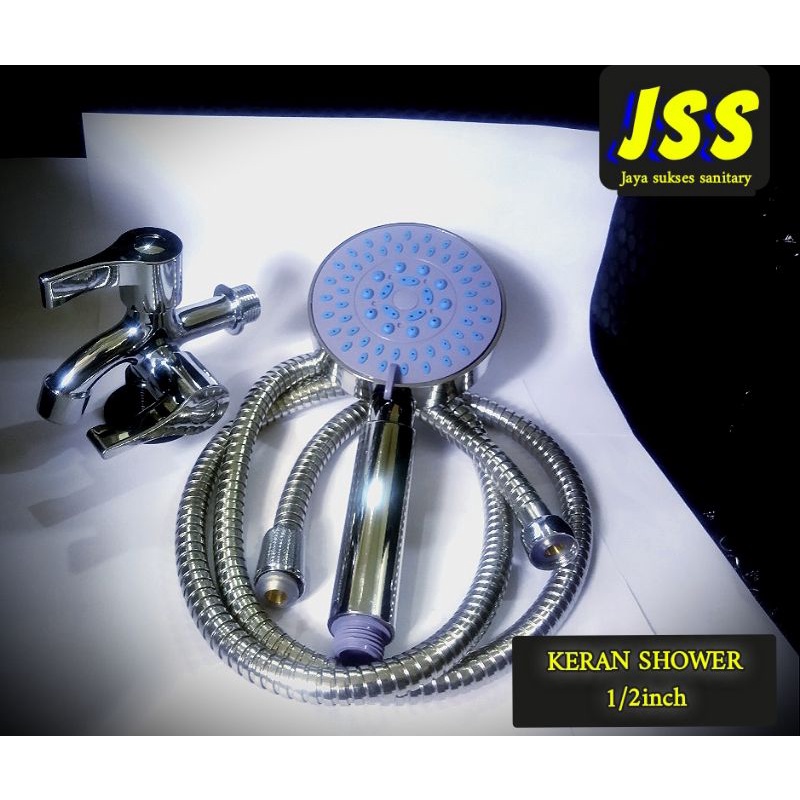 Shower Kamar Mandi Set Lengkap  Plus Kran Cabang Fleksibel Dan Hanger Drat 1/2 INCH