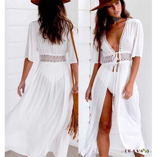 long lace beach cover up