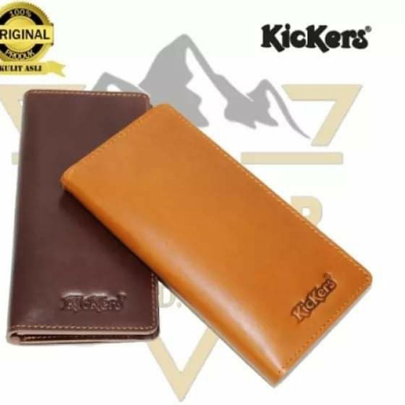 Dompet Pria Kulit Asli panjang Embos Kickers - Tanpa Kain Furing