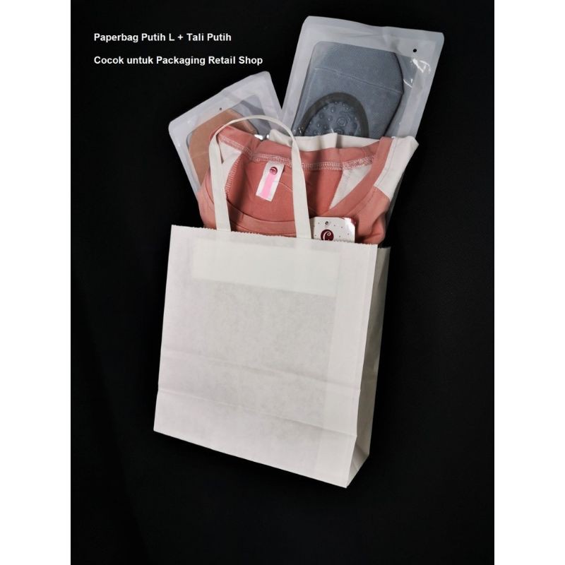 

10 PCS PAPER BAG 20x9x21 cm PUTIH POLOS + TALI /KANTONG KERTAS 20x9x21 PUTIH POLOS + TALI