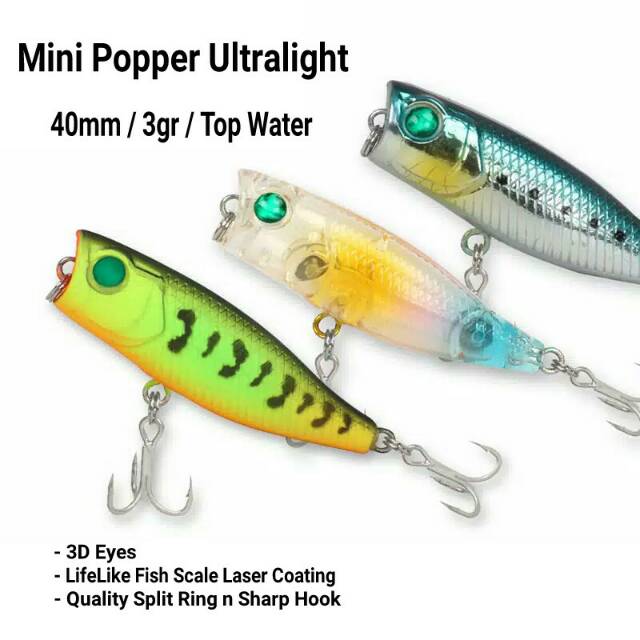 Umpan Lure Mini Popper Ultralight 40mm Top Water