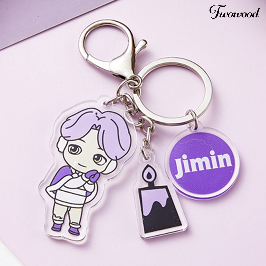 Gantungan Kunci Bentuk Kartun BTS Boys Bahan Akrilik Metal Untuk Aksesoris Perhiasan